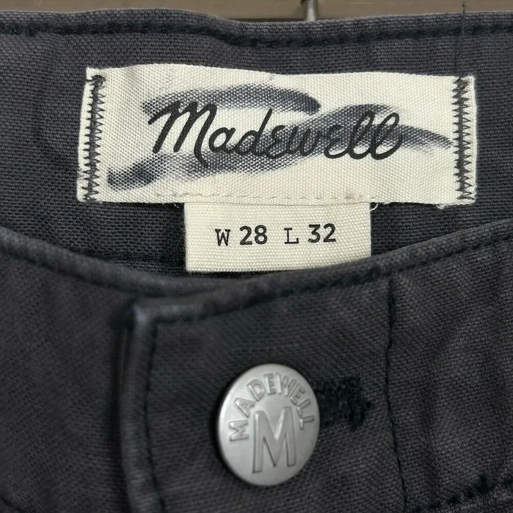Madewell Workwear Pant Mens 28 Black Coal Relaxed Straight Button Fly AH665 NWT